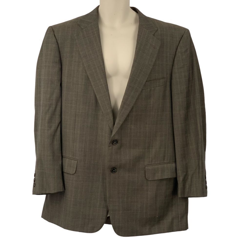 Ermenegildo Zegna Blazer Mens Brown Plaid Fine Worsted Wool Super 100s 56R/US46R